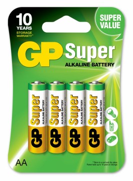 GP Super Alkaline AA-batteri, 15A/LR6, 4-pk